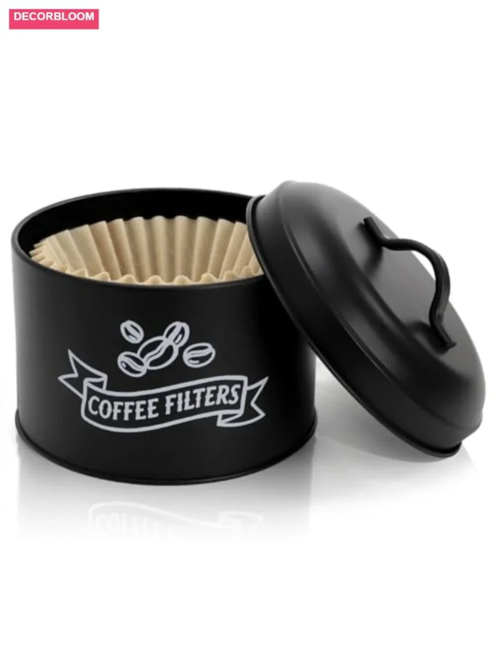 Large Coffee Filter Holder with Lid, Galvanized Iron Dispenser